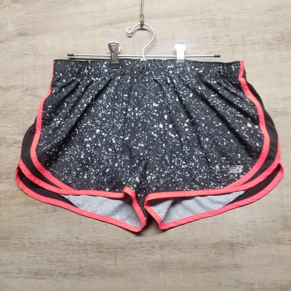 New Balance Womans Size M Lined Running Shorts Black/Red Athletic Gym Training